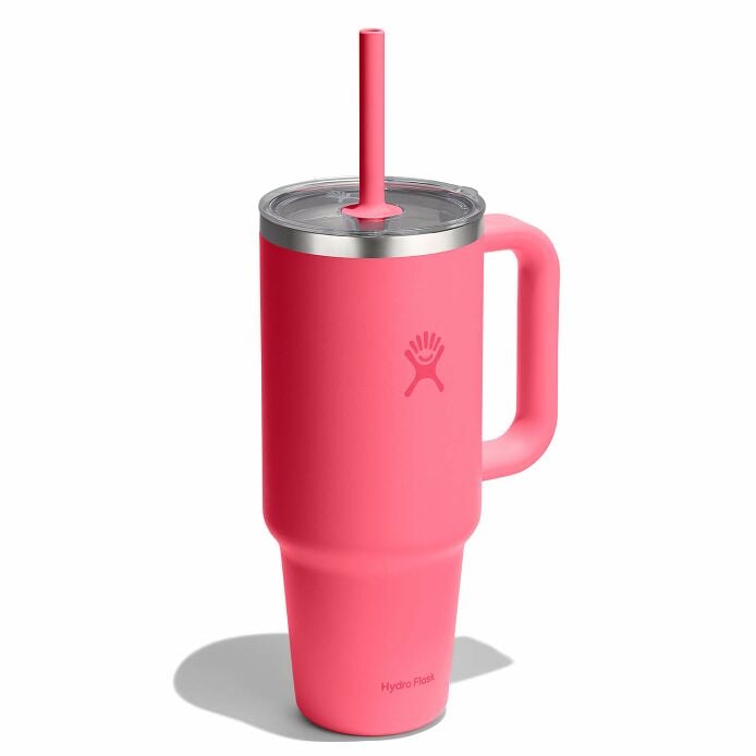 40-oz-travel-tumbler-y5 tt40pscc668-40-oz-travel-tumbler-clear-lid-popstar-pink-angled.jpg